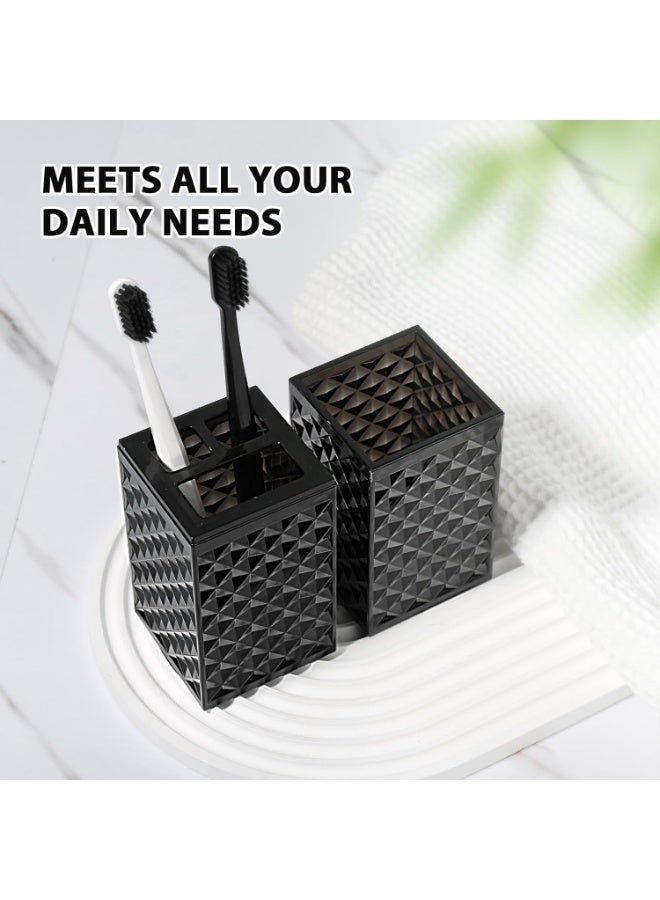YelaJoy Black Bathroom Accessories Set, 4 Pack Matte Black Bath Accessory Sets Complete, Acrylic Soap Dispenser and Toothbrush Holder Set for Bathroom Counter Sink, Modern Bathroom Decor - Image 4